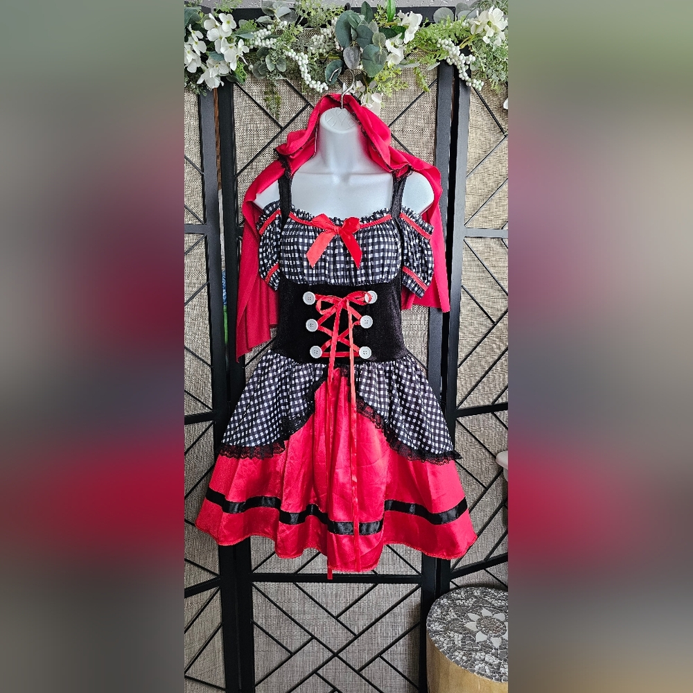 Little Red Riding Hood Halloween Costume Cosplay Outfit | Women's Size S (4-6) - Picture 6 of 7